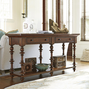 American-style retro solid wood hallway cabinet table European-style carved living room wall dining cabinet corridor entrance hall hallway