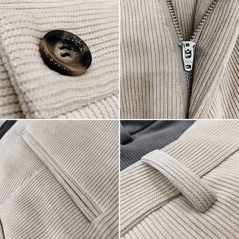 Pantalones de pana elásticos de corte ajustado estilo coreano para hombre, nueva moda casual de negocios para otoño/invierno 2025.
