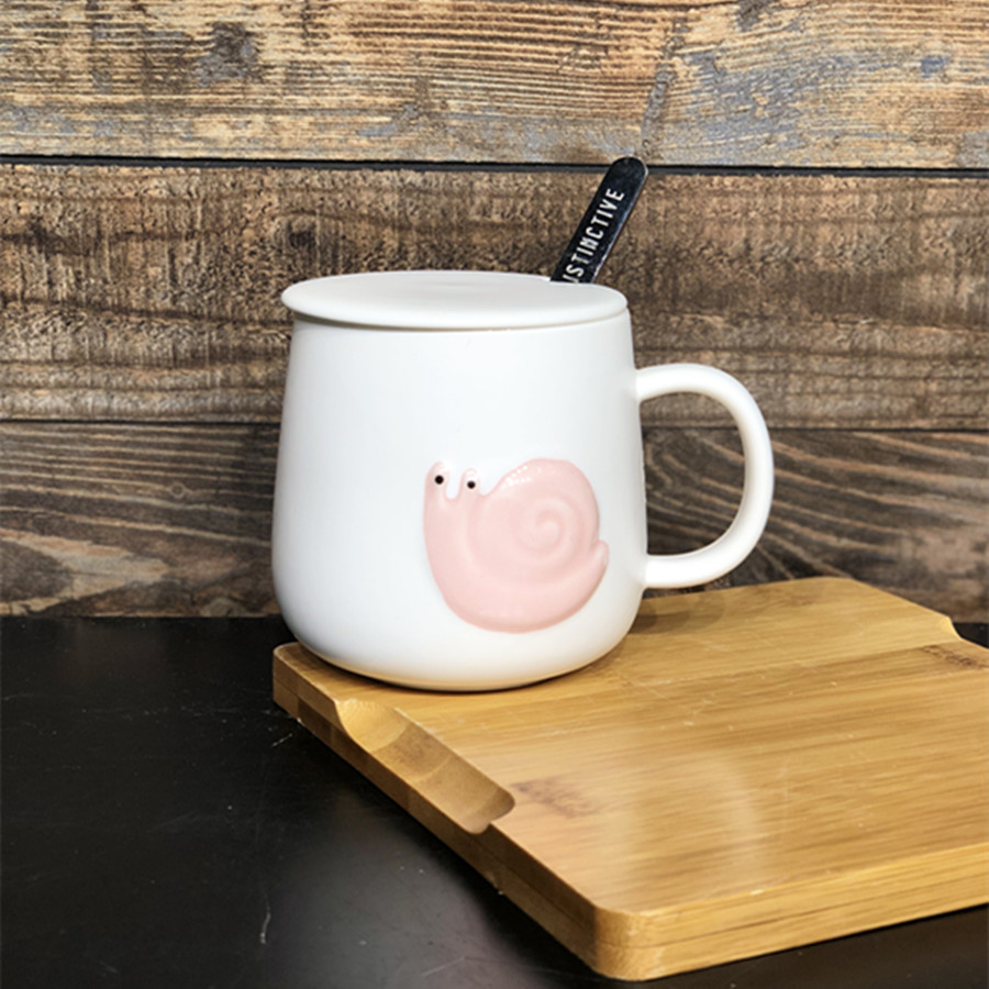 Taza de cerámica con diseño de caracol fresco y sencillo, con palo para remover, taza de café de oficina, taza de agua creativa, taza de cerámica ecológica.