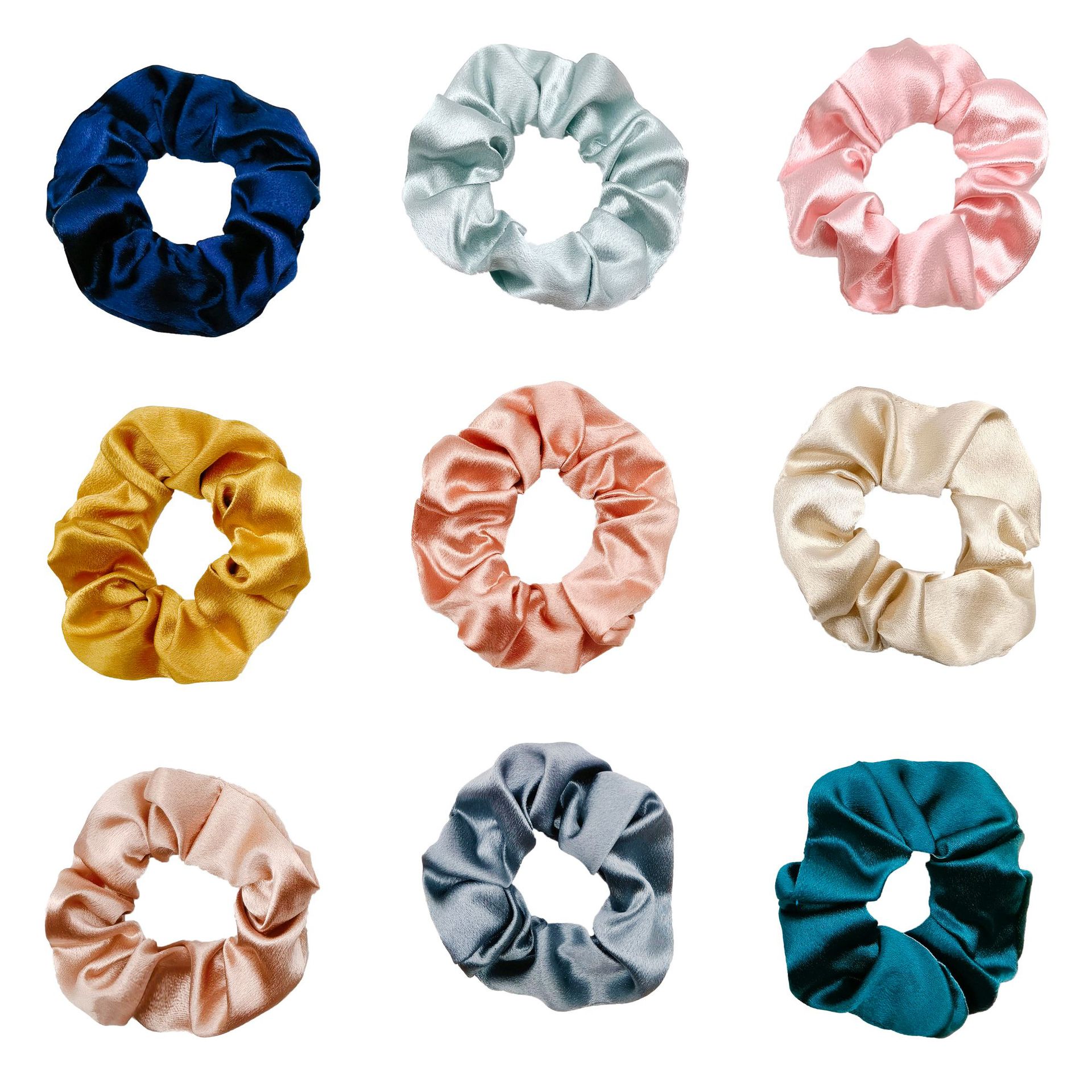 European and American cross-border direct supply solid color Crystal satin large intestine hair band does not hurt hair tie hair rope fashion trendy head accessories