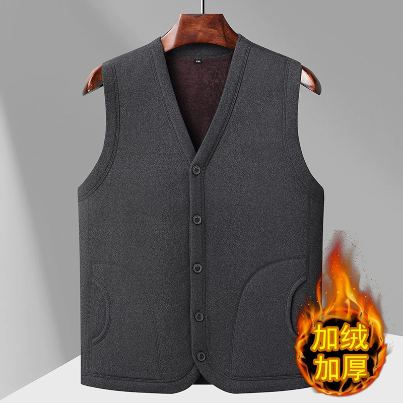 Warm demi-season vest, down jacket, for middle age, increased thickness