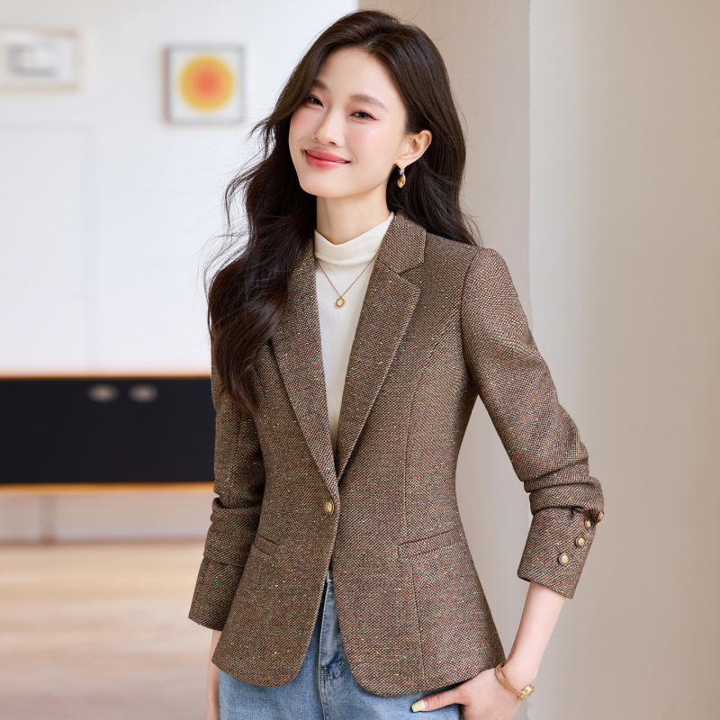 Women's Coat for Spring, Autumn, and Winter, New Style, High-End, Slim-Fit, Casual, Korean-Style, Elegant Tweed Blazer, Wholesale from Manufacturer Women's Coat for Spring, Autumn, and Winter, New Style, High-End, Slim-Fit, Casual, Korean-Style, Elegant Tweed Blazer, Wholesale from Manufacturer