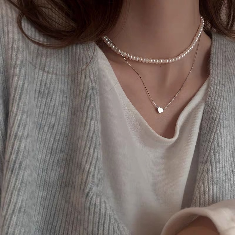 3g Weight 925 Sterling Silver Box Chain Plating Heart Shape Necklace