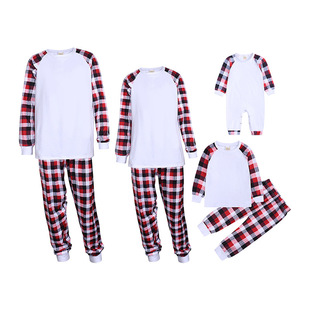 Amazon new autumn wear parent-child Plaid home wear wish children's autumn clothes autumn baby Christmas pajamas family wear