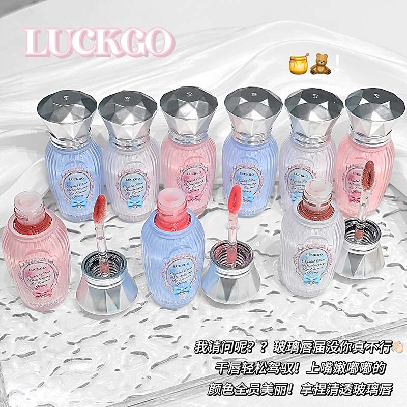 LUCKGO Crystal Clear Moisturizing Lip Essence Honey Light Line Moisturizing Lipstick Espejo de aceite de labios hidratante y color transfronterizo duradero