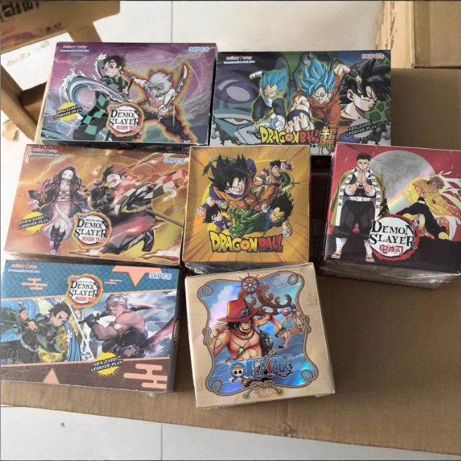 跨境货源英文卡通盲盒闪卡七龙珠金卡火影海贼王鬼灭卡片卡牌批发