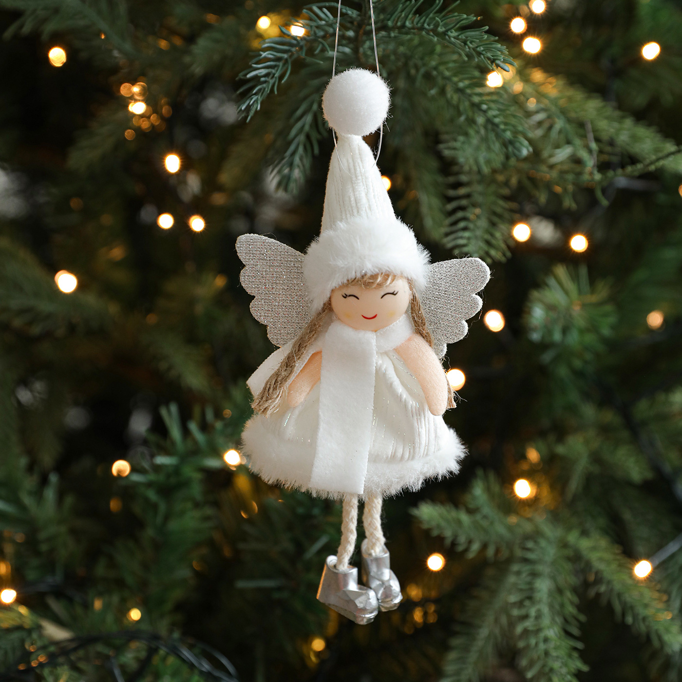 Nuevo de Navidad de peluche cuerno de ciervo ángel chica colgante árbol de Navidad colgante muñeca creativa muñeca decoración regalo