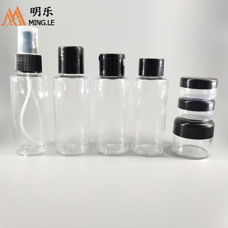 旅行套装80MLPET瓶20410平肩塑料瓶分装瓶广口PS膏霜罐试用装瓶