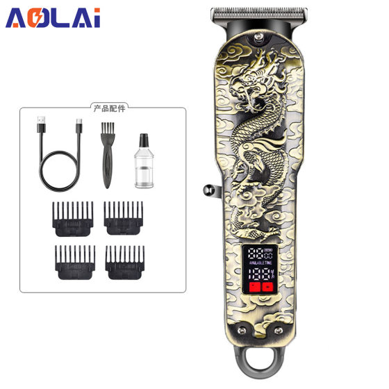Cross-border New Carving Clipper Metal Body LCD Display Electric Clipper Oil Head Razor Customized Hair