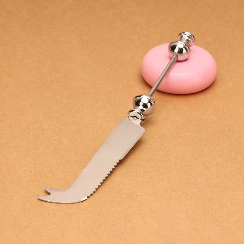 Pala de pizza con cuentas, cuchillo de pan, cuchillo de crema de mantequilla, cimitarra de queso de acero inoxidable, cuchillo de mesa, bricolaje con dientes, nueva vajilla