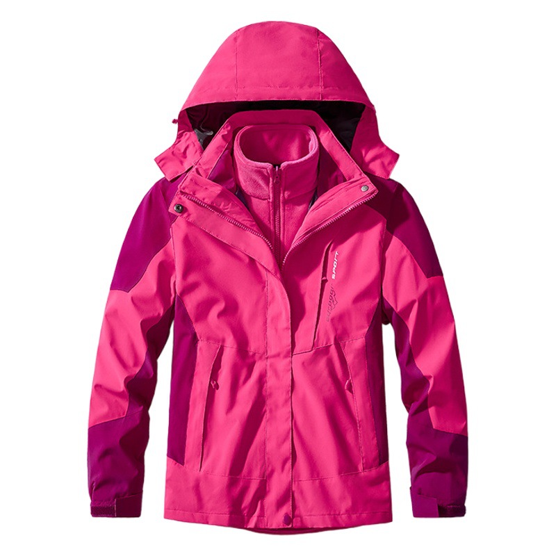 Autumn and Winter New Women's Three-in-One Mountaineering Suit Men's Elastic Breathable Waterproof Breathable Waterproof fleece-lined Thickened