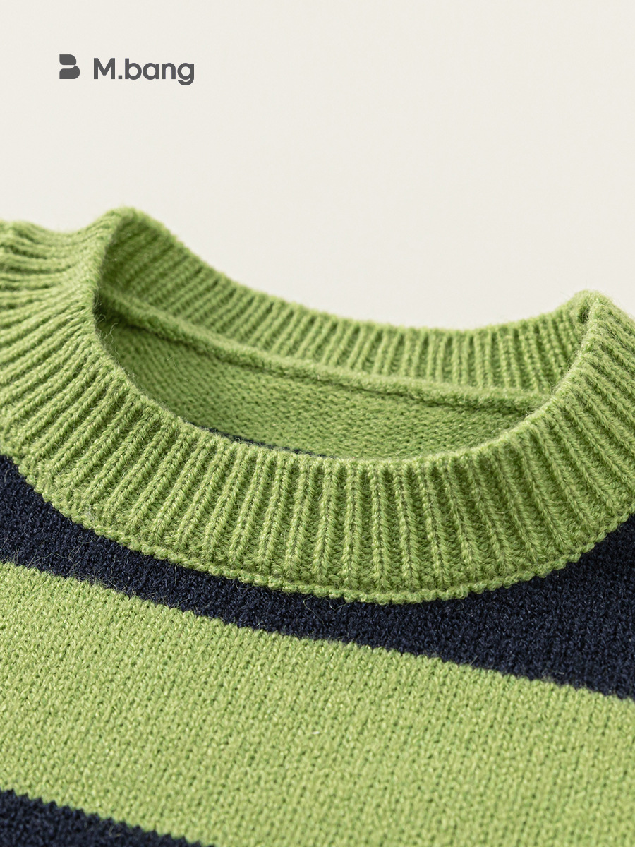 Ropa infantil Youbao, suéteres de estilo coreano para niños de primavera y otoño, suéter a rayas con bloques de color, suéter moderno de manga larga para niños. image 4