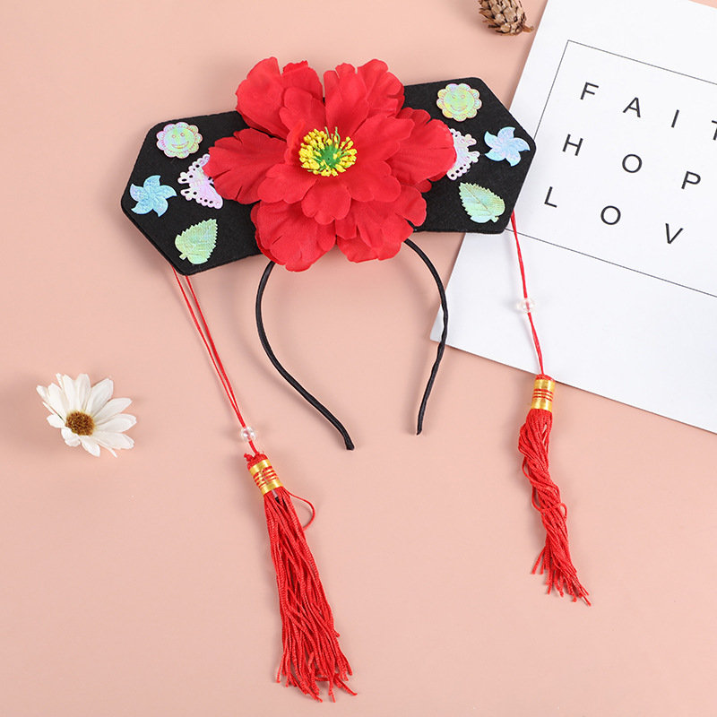 Wedding Tricky Hairband Headwear Wholesale Children's Gege Hat Qing Dynasty Flag Head Stage Performance Gege Hat Props