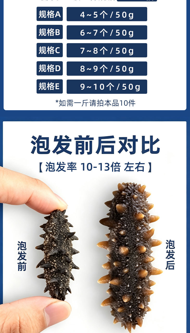 Dried Sea Cucumber Pure Lightly Dried Dalian Sea Cucumber Thick Flesh 50g key features