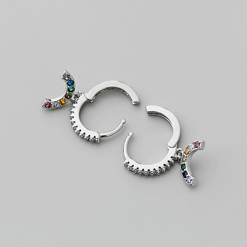 Retro Zirconia Rainbow Pendant Copper Earrings Wholesale Nihaojewelrypicture4