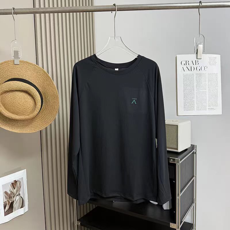 大工場注文！軽量、通気性、涼しい、ゆったりとしたラグランスリーブTシャツプルオーバー長袖日焼け止め服カップル春夏|undefined