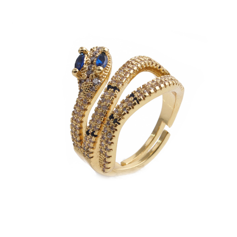 Fashion Color Inlaid Zircon Snake Opening Adjustable Ring display picture 11