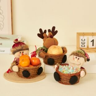 Christmas Doll Holding Posture Candy Basket Fruit Basket Christmas Desktop Decorations Big small size Children Gift Bag Ornaments
