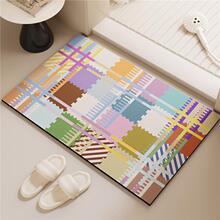 卡通线条猫咪浴室门口垫吸水速干硅藻泥卫生间脚垫ins风浴室防滑