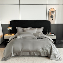 高档60S贡缎长绒棉绣花四件套全棉床单床笠款被套纯棉床上用品1.8