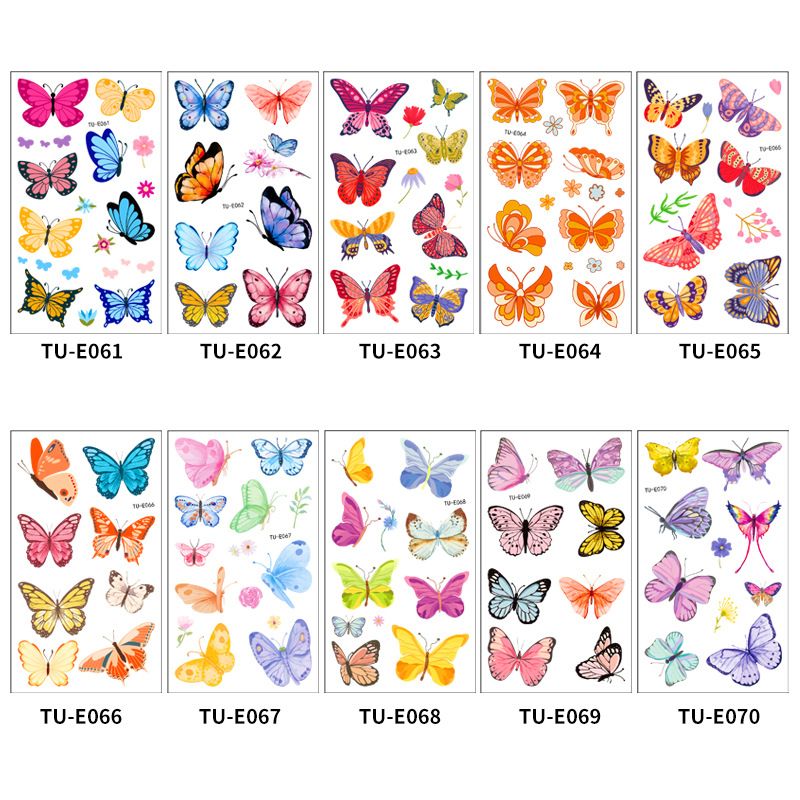 Pegatinas de tatuaje al por mayor nuevas pegatinas de tatuaje de mariposa sudor impermeable niños acuarela color de dibujos animados pegatinas de tatuaje temporal
