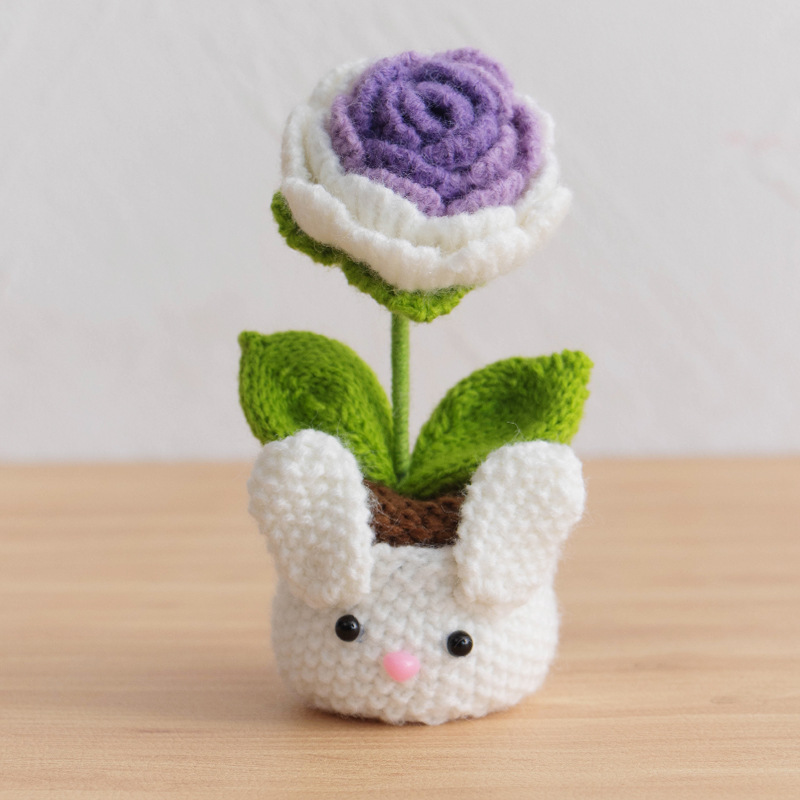 Acabado tejido a mano lirio de los valles en macetas adornos para el hogar tejido de flores artificiales hilo de lana ramo de ganchillo regalo de flores falsas