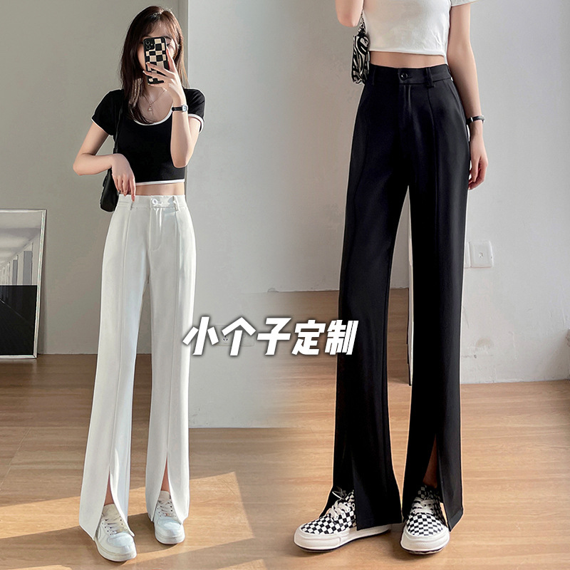 150cm Petite Women's Suit Pants with Slits, 145cm High-Waisted Straight Wide-Leg Pants, Size Xxs, Height-Enhancing, Casual and Versatile 150cm Petite Women's Suit Pants with Slits, 145cm High-Waisted Straight Wide-Leg Pants, Size Xxs, Height-Enhancing, Casual and Versatile