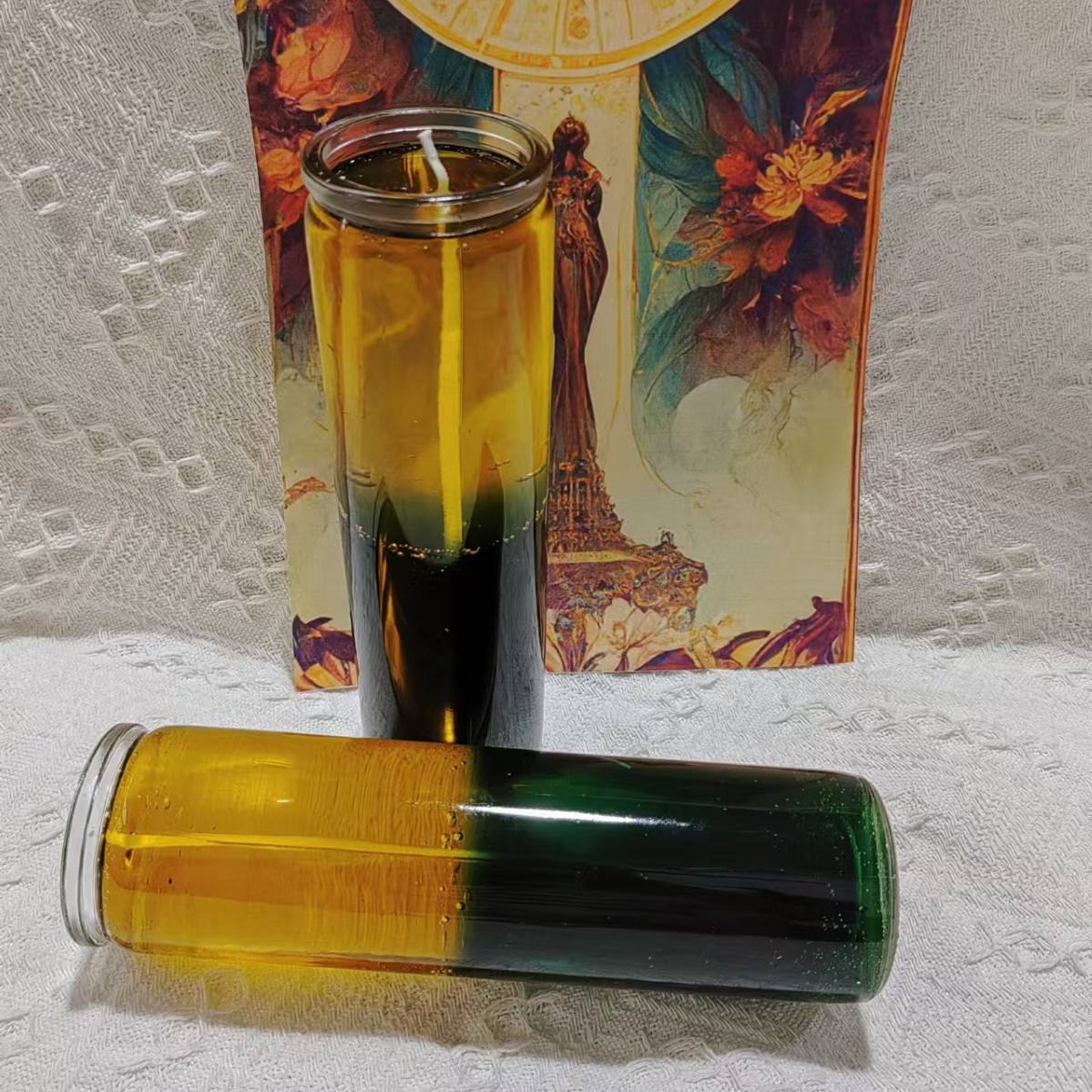 New Jelly Wax Multi-color Glass Cup Home Romantic Candle Aromatherapy Round Photo No Smell_voghion.com