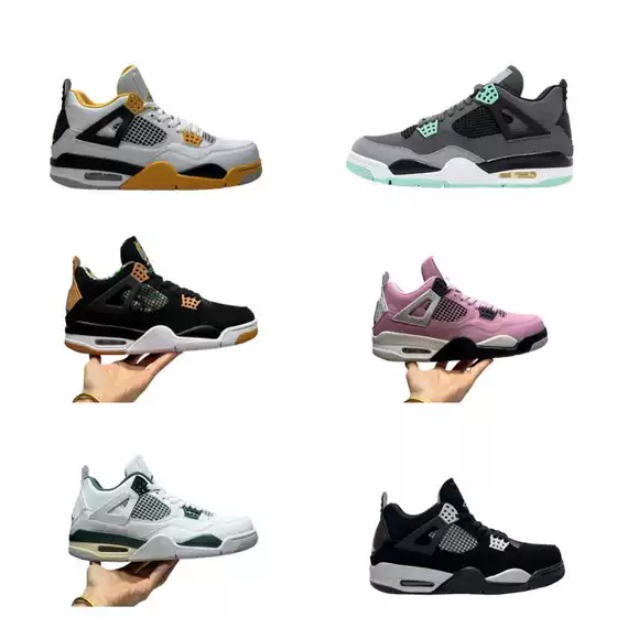 2020 Retro Sneakers, White Cement, University Blue, Flame Red, Aj4 Generation, Men's and Women's Couple Basketball Shoes