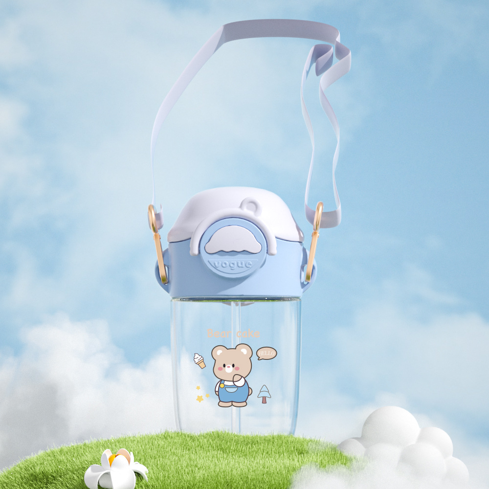 Tookie TikTok Net rojo Correa crossbody taza de paja Linda taza de agua estudiante de alta apariencia portátil taza de los niños