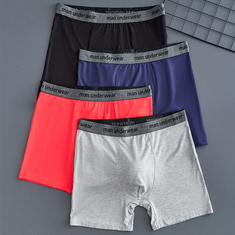 New Men's Underwear Fashion Trend Four Corner Shorts Long Leg Sports Not Grinding Leg Letter Belt Boxer Shorts Cross Border