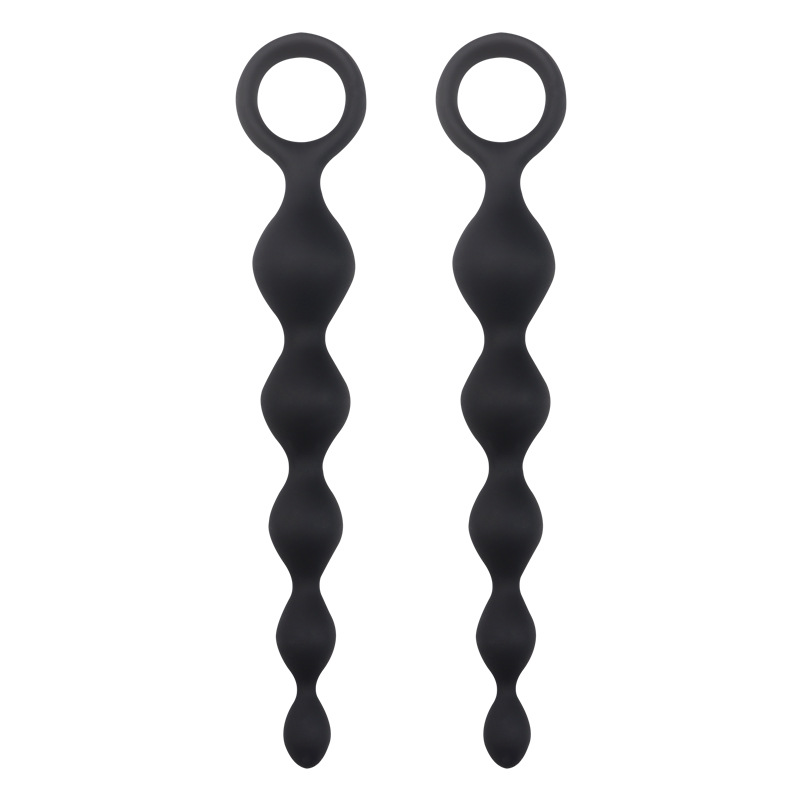 Gradual Expansion Silicone Anal Beads Prostate Massager Plug, Five-Bead Black Design — detail image 9