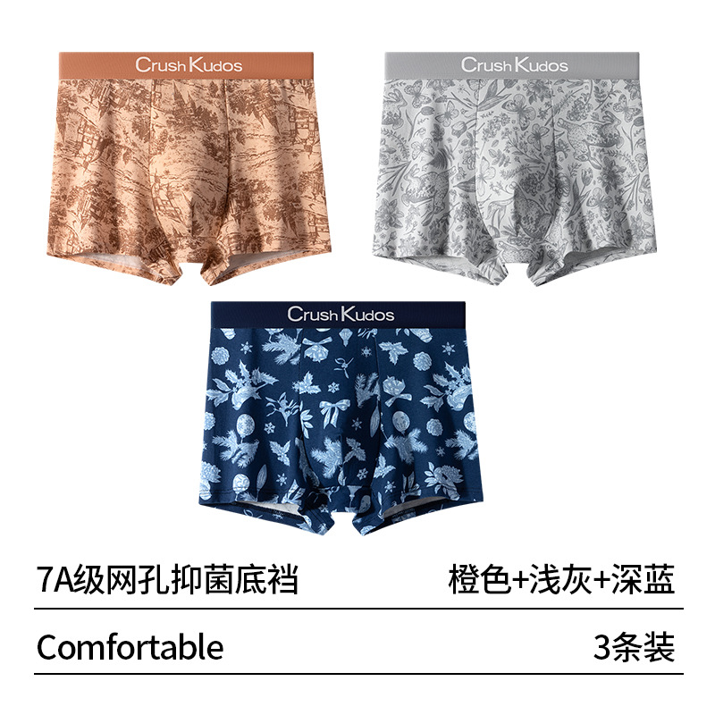 Pantalones interiores de hombre algodón 2025 nuevo seda de morera 7A mallas antibacterianas inferior transpirable de cintura media de chicos pantalones planos