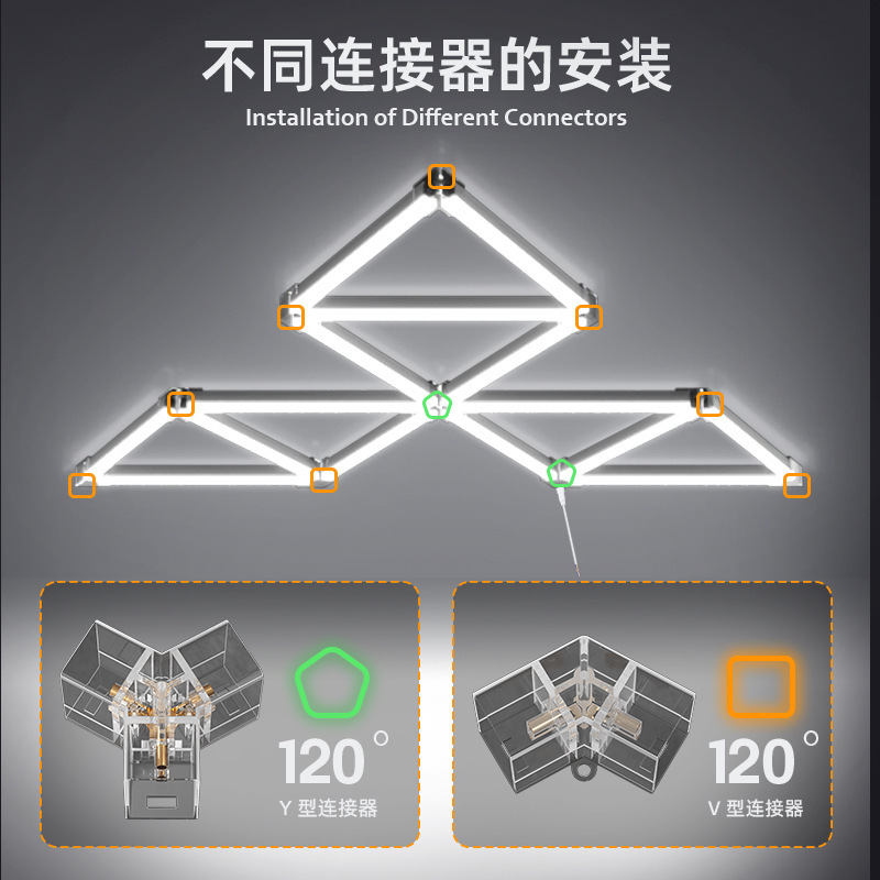 Smart Bluetooth RGB color lavado de automóviles automóviles sala de billar sala de luz de atmósfera lámpara de empalme sin costura candelabro