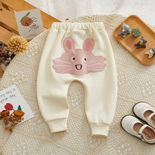 童装春季新款女童裤子贴布绣小兔子大PP裤春秋儿童裤子休闲童裤