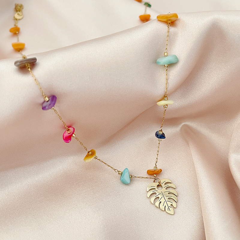 Fashion Leaves Stainless Steel Plating Pendant Necklace 1 Piece