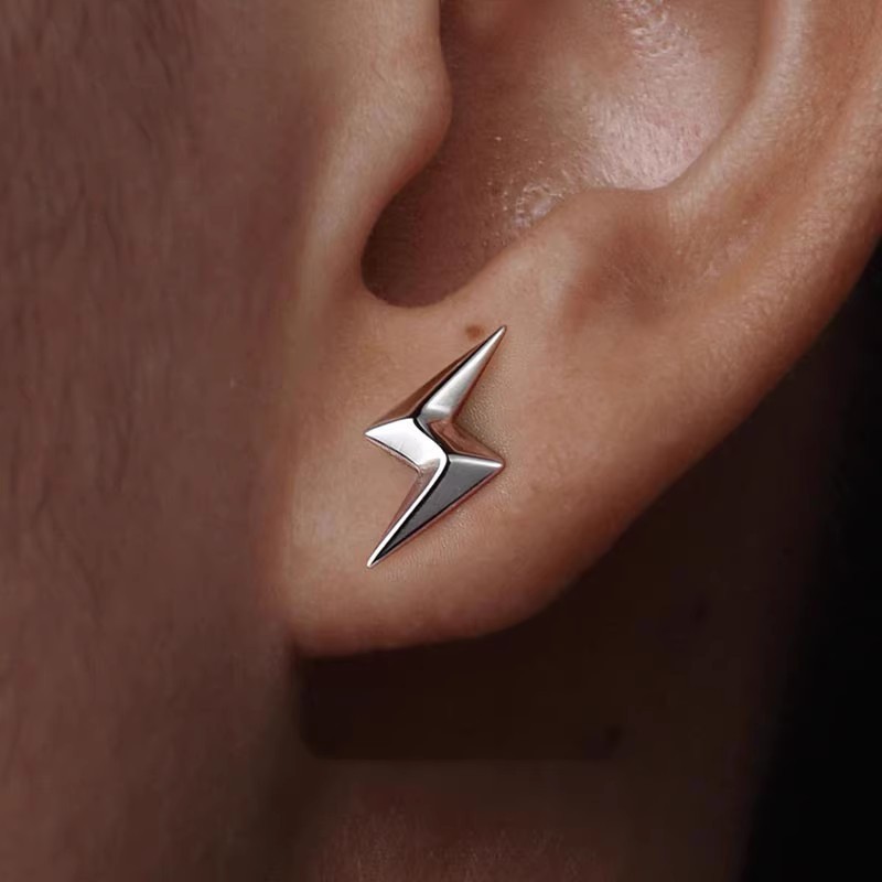 Cool Men’s Stud Earrings. Minimalist Street & Punk Style, Ideal For Casual, Party & Daily Wear. Made Of 316L Stainless Steel, Hypoallergenic, Nickel-_voghion.com
