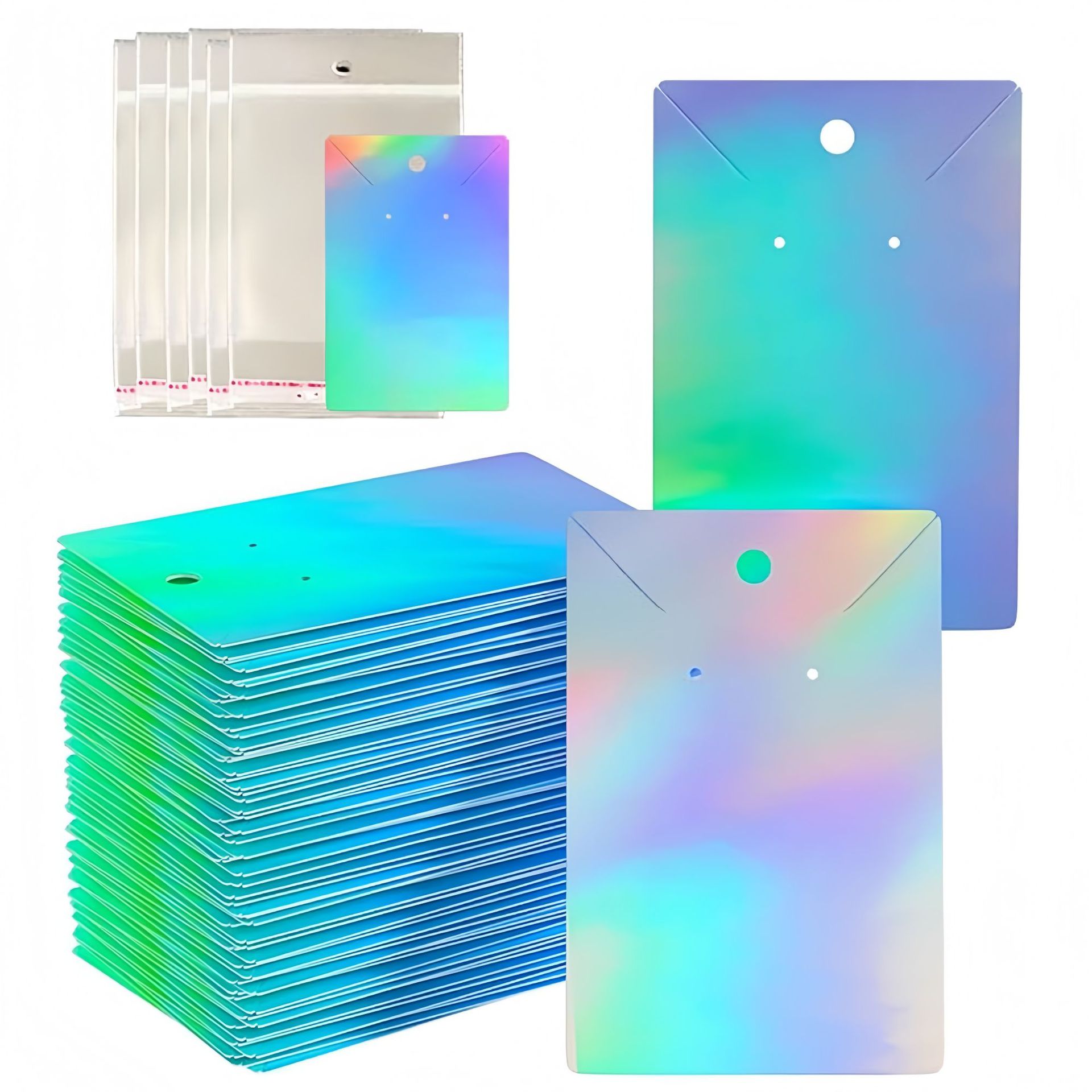 Cross-Border Direct Supply of 6*9 Laser Earrings Cards, Holographic Color Cards for DIY Earring and Necklace Jewelry Display