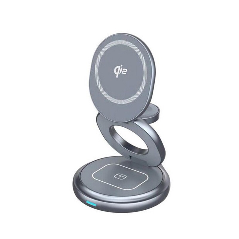 Cross-Border Best-Selling Three-In-One Wireless Charger with Magnetic Rotating Phone Holder Qi2.2 Version Supports 25-Watt Fast Charging