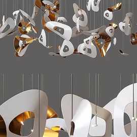 中山工厂中山工厂直销不锈钢圆片锥形吊灯定制别墅不规则造型时尚