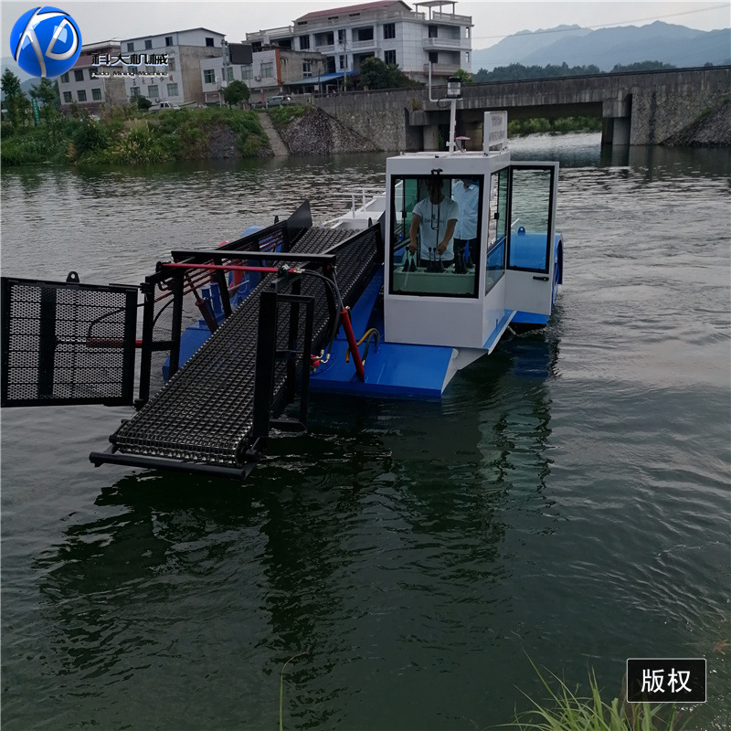 江苏水上清草船 济宁河道芦苇收割船 水葫芦打捞船 水浮莲清理船