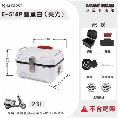 Motorcycle trunk — Trunk - suzuki-us125t-snow-lotus-white-518p-with-red-backrest