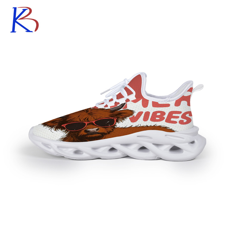 Foreign Trade Patterned Printed Women's Slip-On Knit Sneakers with Animal Print Outdoor Blade Running Shoes Cross-Border