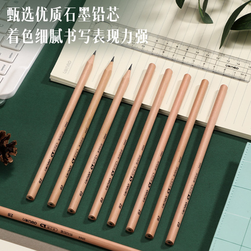 Deli 2B pencil primary school student sketch painting pen log hexagonal triangle barrel children's writing HB pencil wholesale
