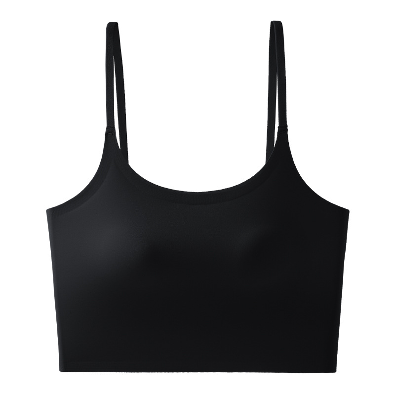 Chaleco de cinturón de primavera y verano femenino sin anillo de acero con cojín de pecho fijo no correr taza hermosa espalda transpirable color sólido sin usar sostén