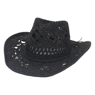 Spring and summer New hollow cowboy hat hand-woven straw hat breathable cool American-style warped foreign trade Jazz hat