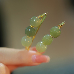 Xuanhua Crystal spends time, natural Hetian jade hairpin, ancient Hong Kong style Internet celebrity light luxury niche design
