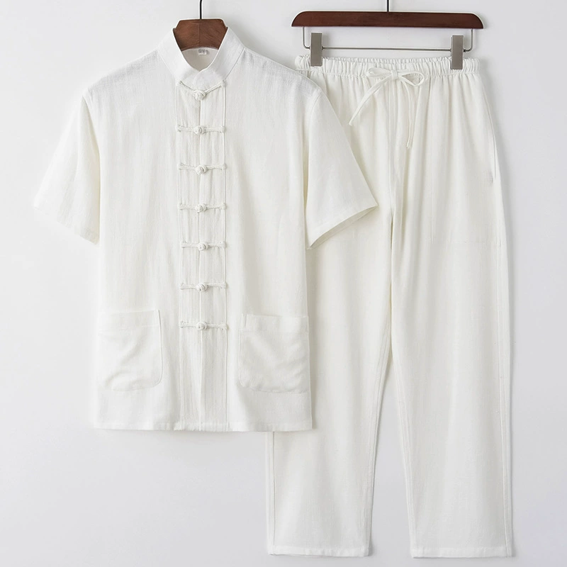 Summer retro set, Hanfu for elderly, with short sleeve, Chinese style