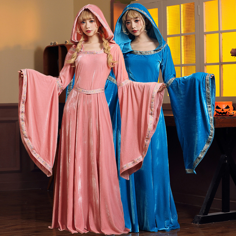万圣节服装 复古欧洲中世纪服装粉色蓝色宫廷长裙 茶话会公主礼服