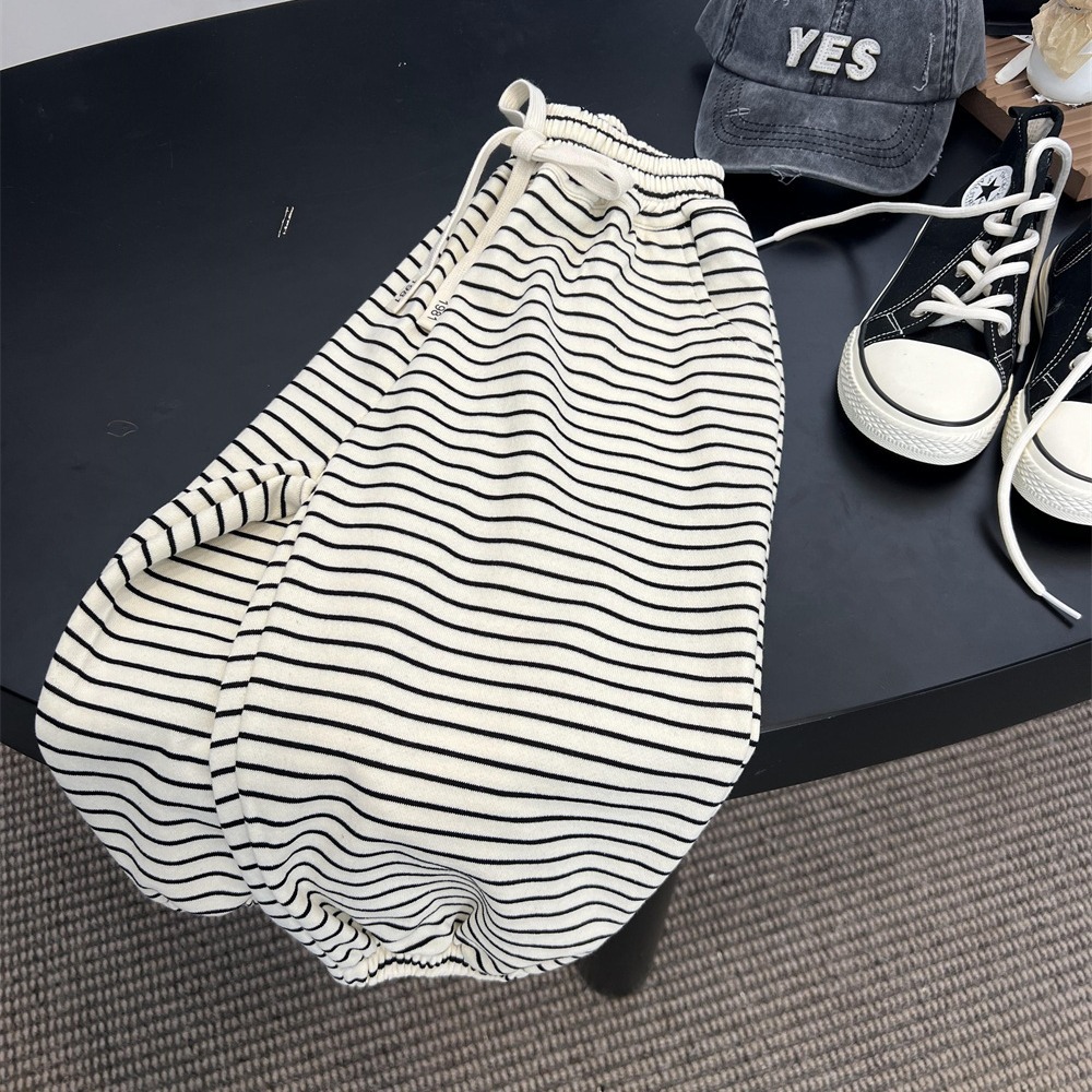 Primavera alla moda per ragazzi e ragazze sanitari 2024 per bambini versatili americani pigri leggings pantaloni sportivi a righe_voghion.com